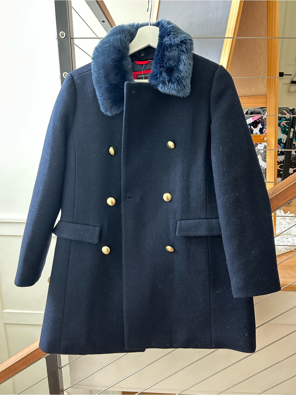 Crewcuts Navy Double-Breasted Wool Coat